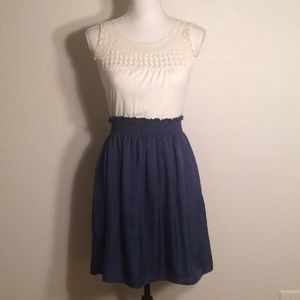 Charlotte Russe navy blue & cream sleeveless dress